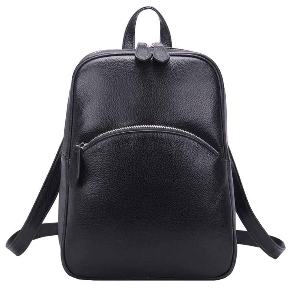 Heche black leather convertible backpack